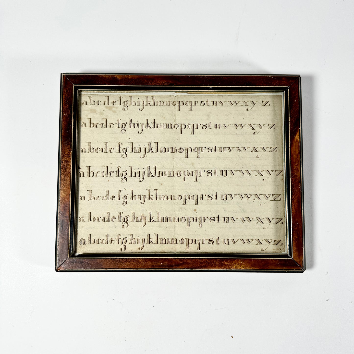 Antique Handwriting Sampler Framed