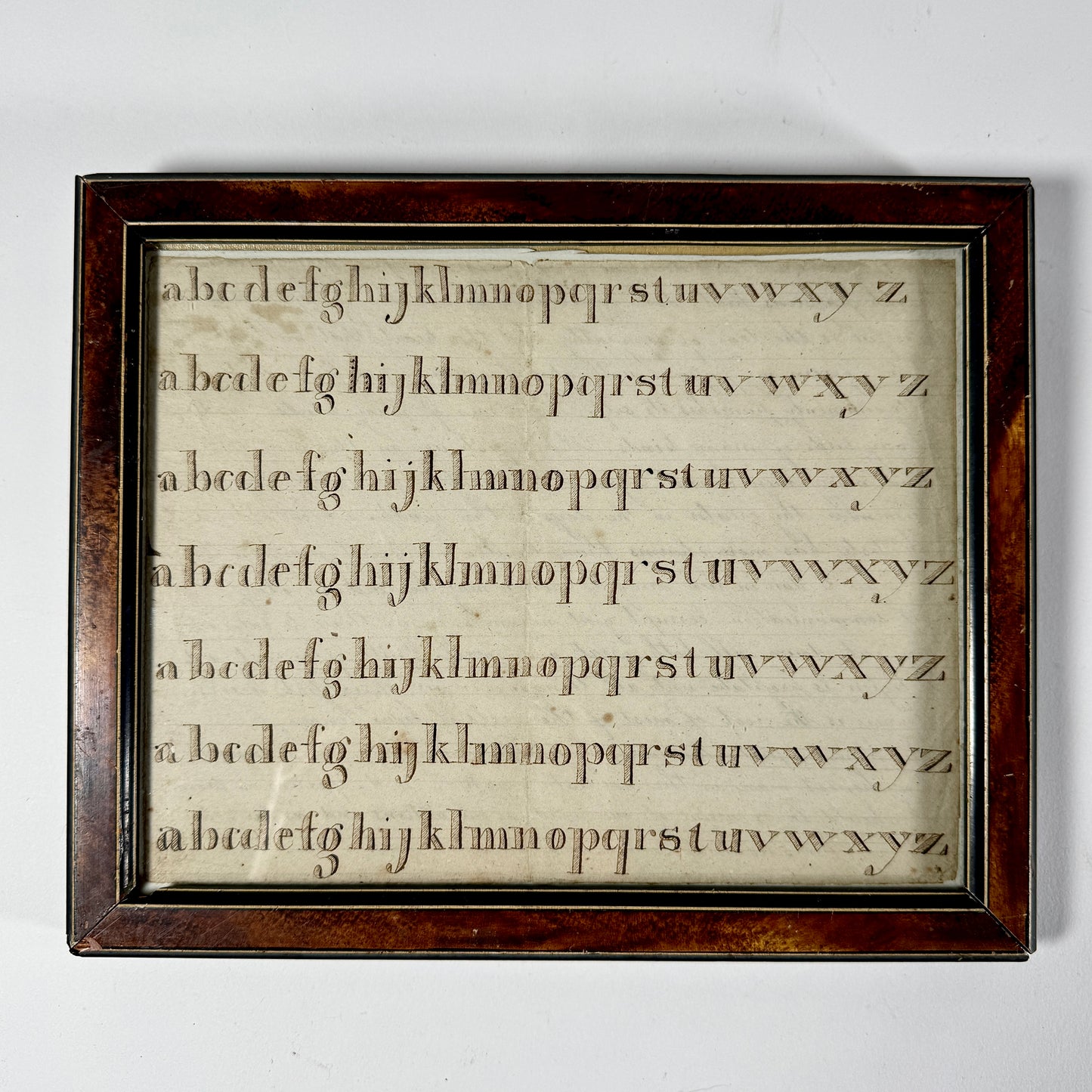 Antique Handwriting Sampler Framed