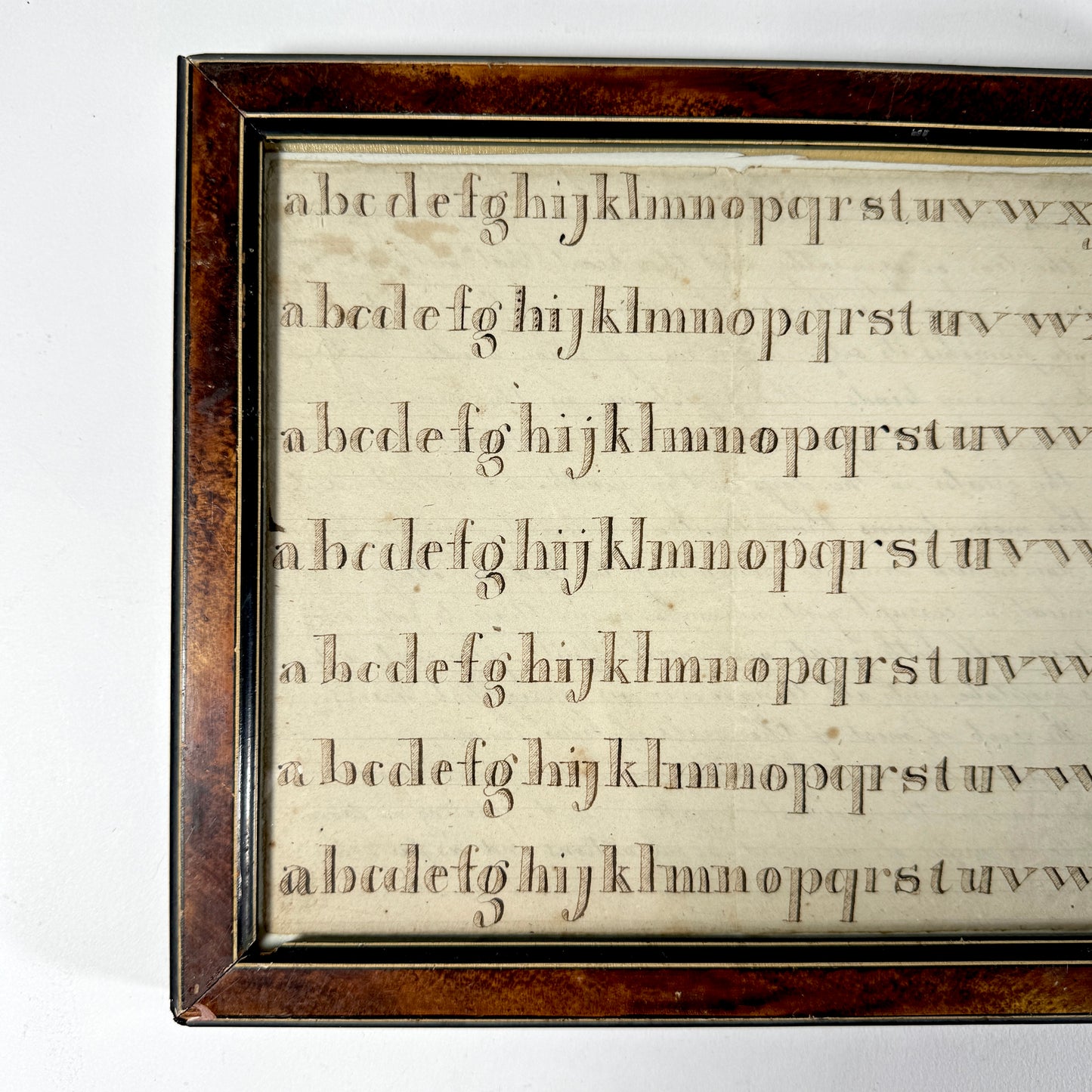Antique Handwriting Sampler Framed