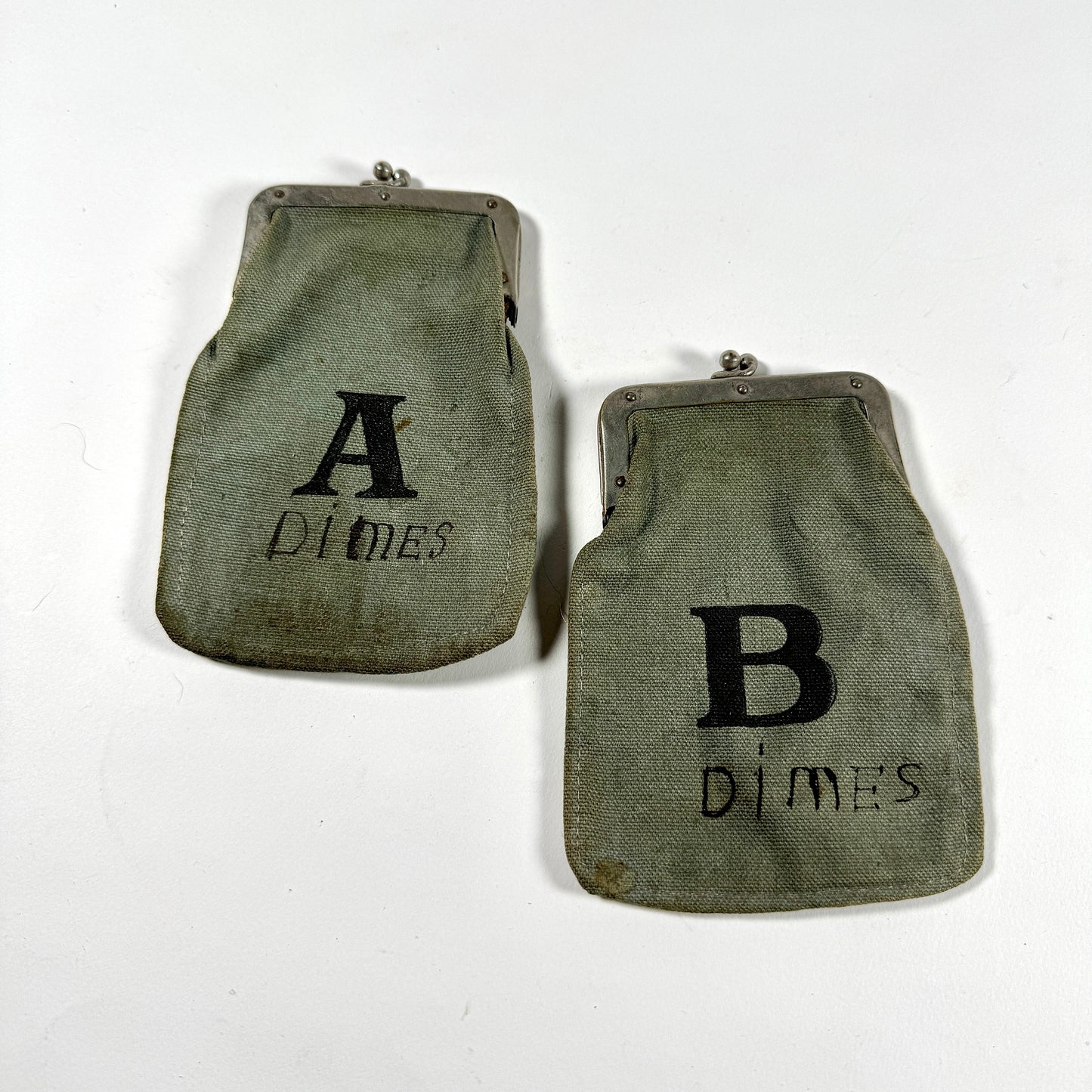 Vintage A and B Canvas Dime Bags Coin Purse