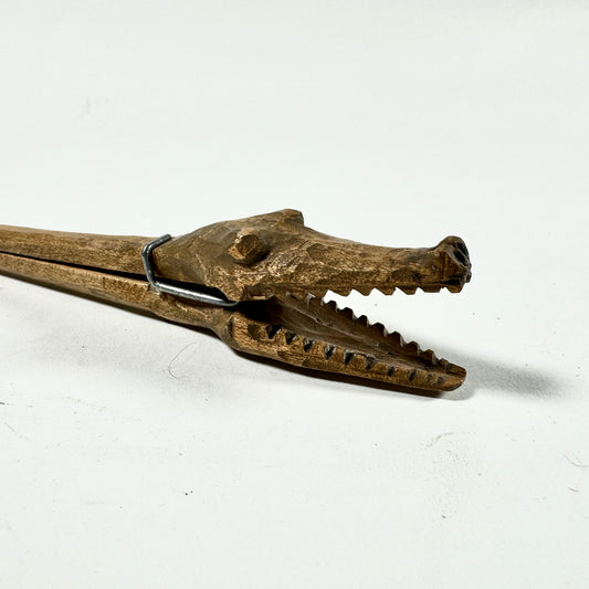 Vintage Folk Art Alligator Wood Glove Stretcher