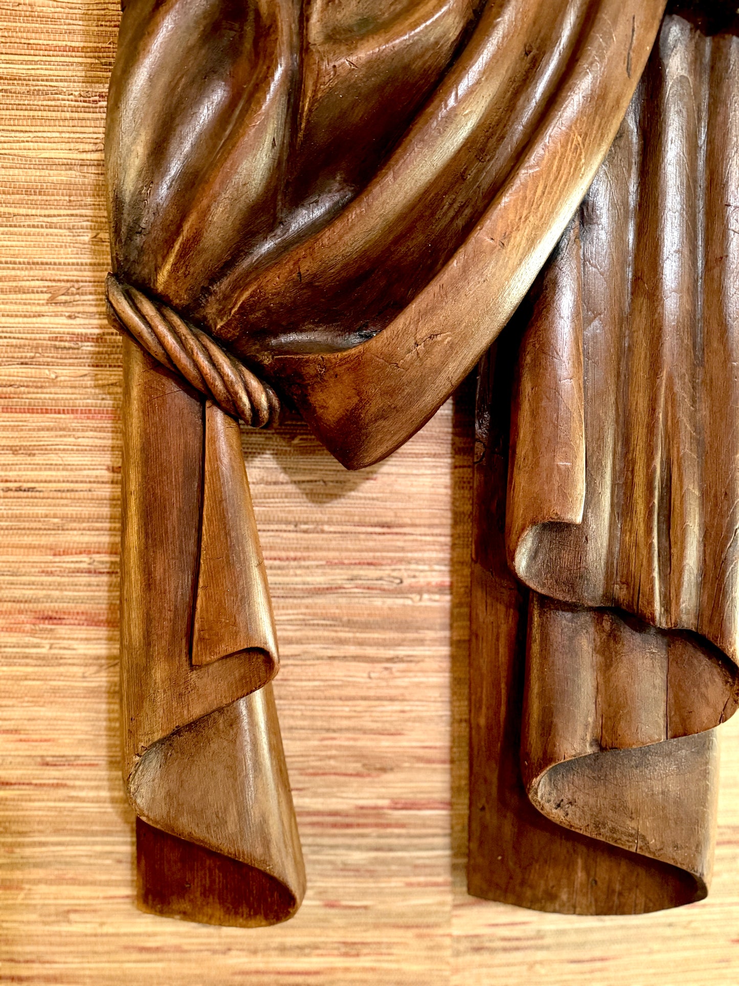 Antique Linenfold Wooden Funeral Carriage Curtain