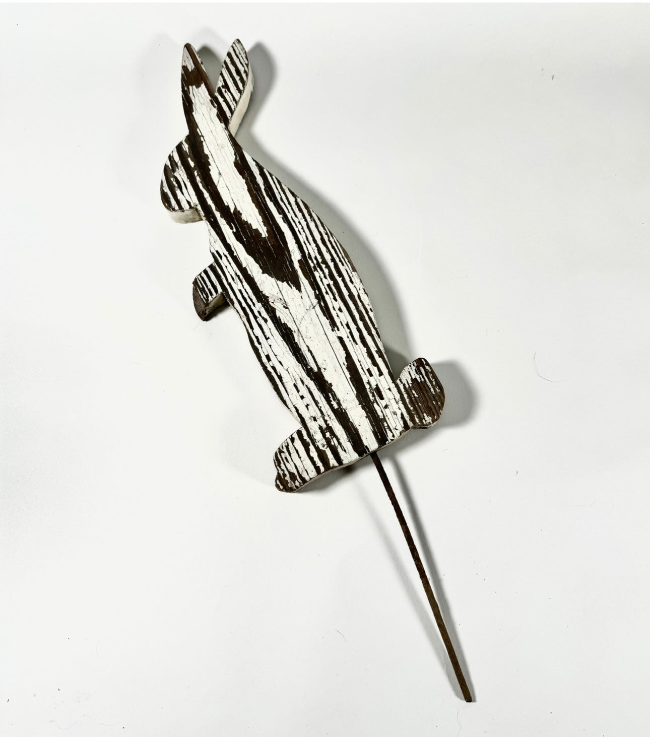 Vintage Wood Weathered Bunny on Stake