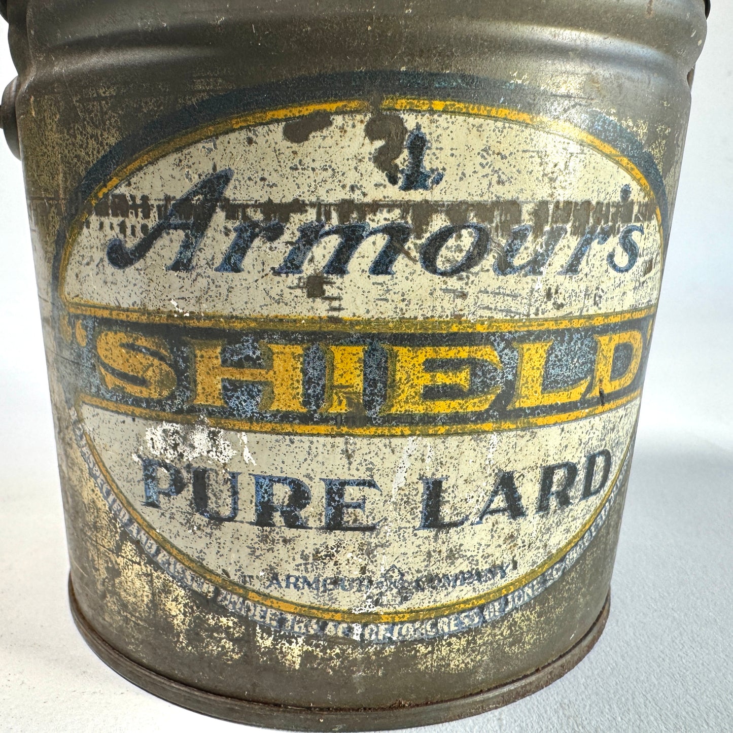 Vintage Armour's Shield Pure Lard Bucket