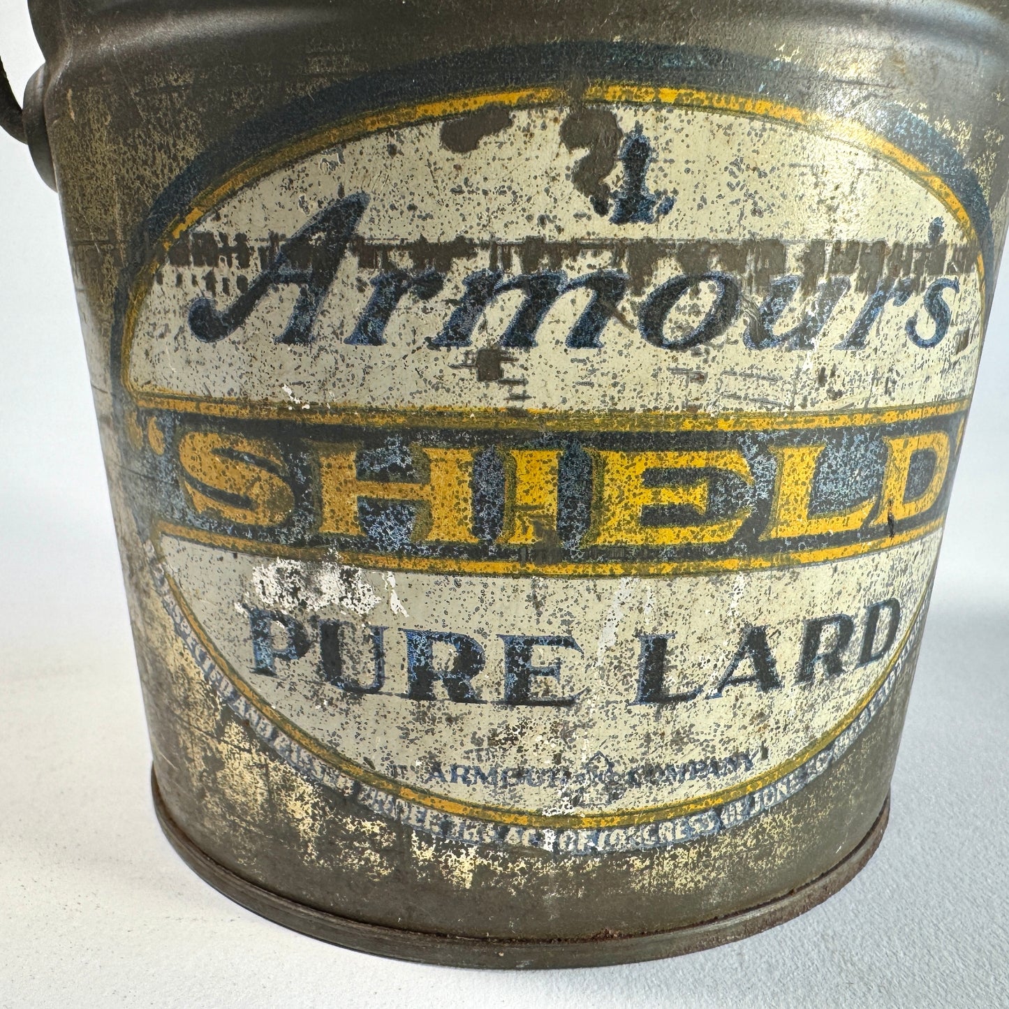Vintage Armour's Shield Pure Lard Bucket