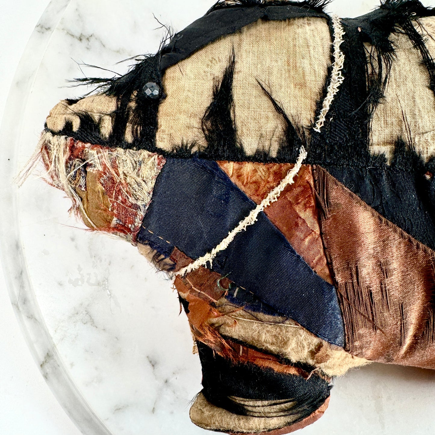 Folk Art Crazy Quilt Stuffed Pig Pillow