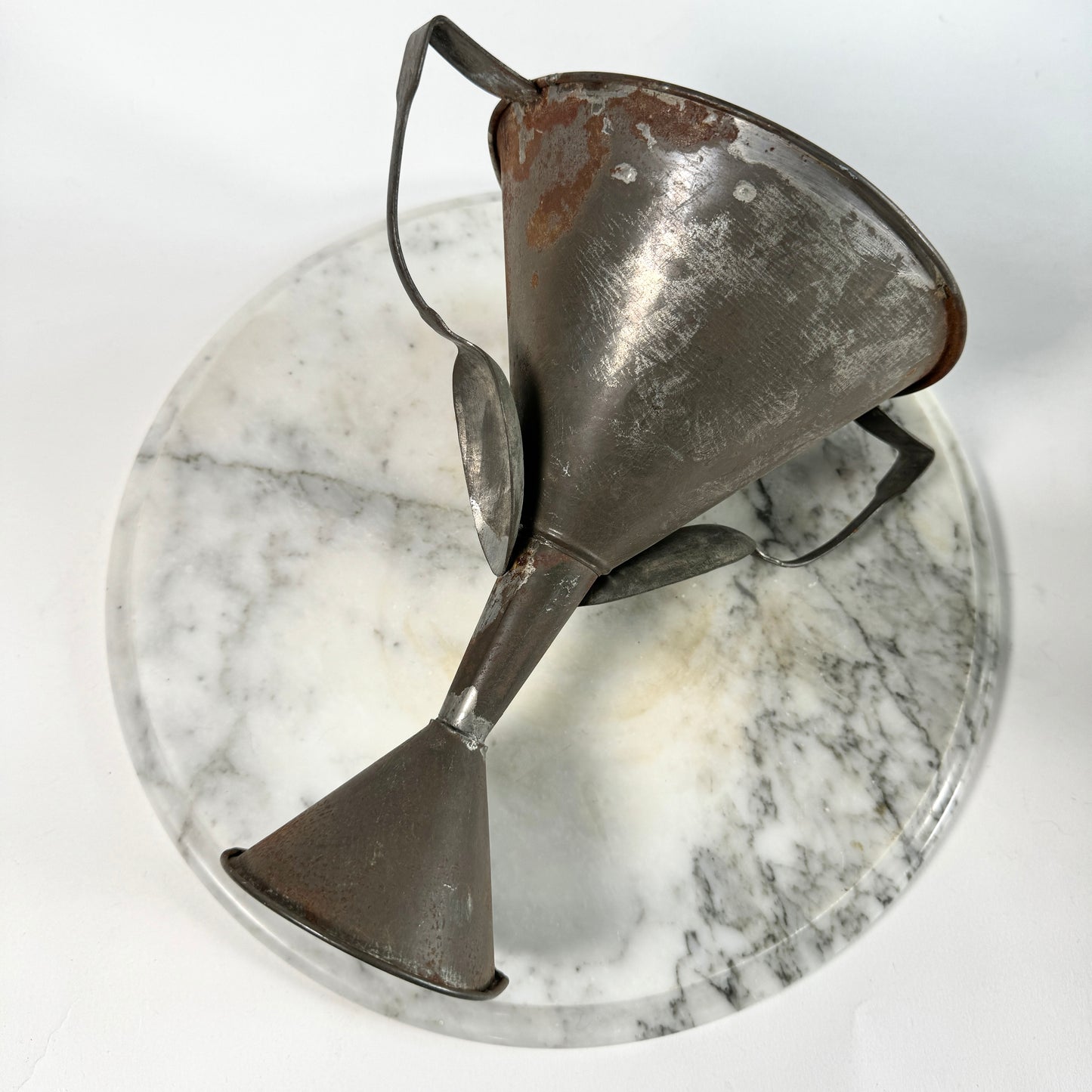 Unusual Vintage Folk Art Double Funnel Cup with Spoons