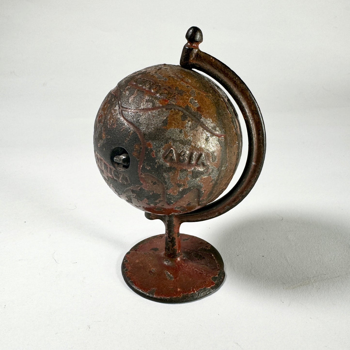 Antique Metal Spinning Globe Bank