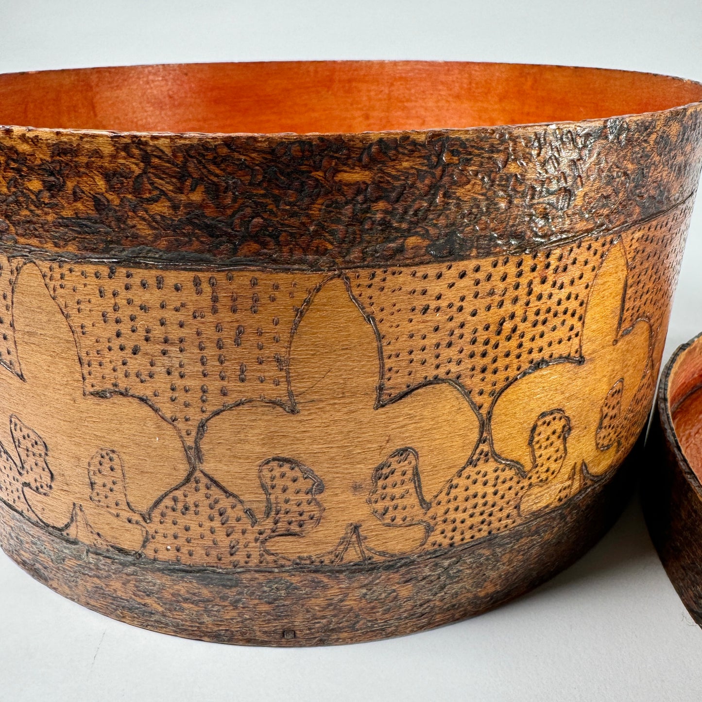 Antique Wooden Hat Box with Victorian Lady, Vanity