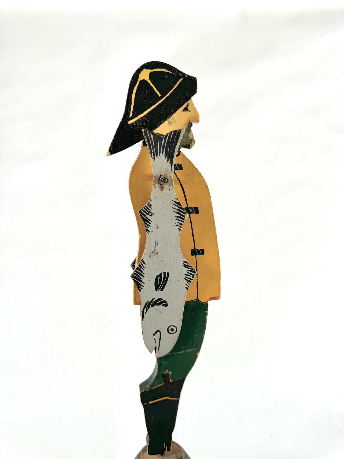 Vintage Fisherman Wooden Painted Whirligig