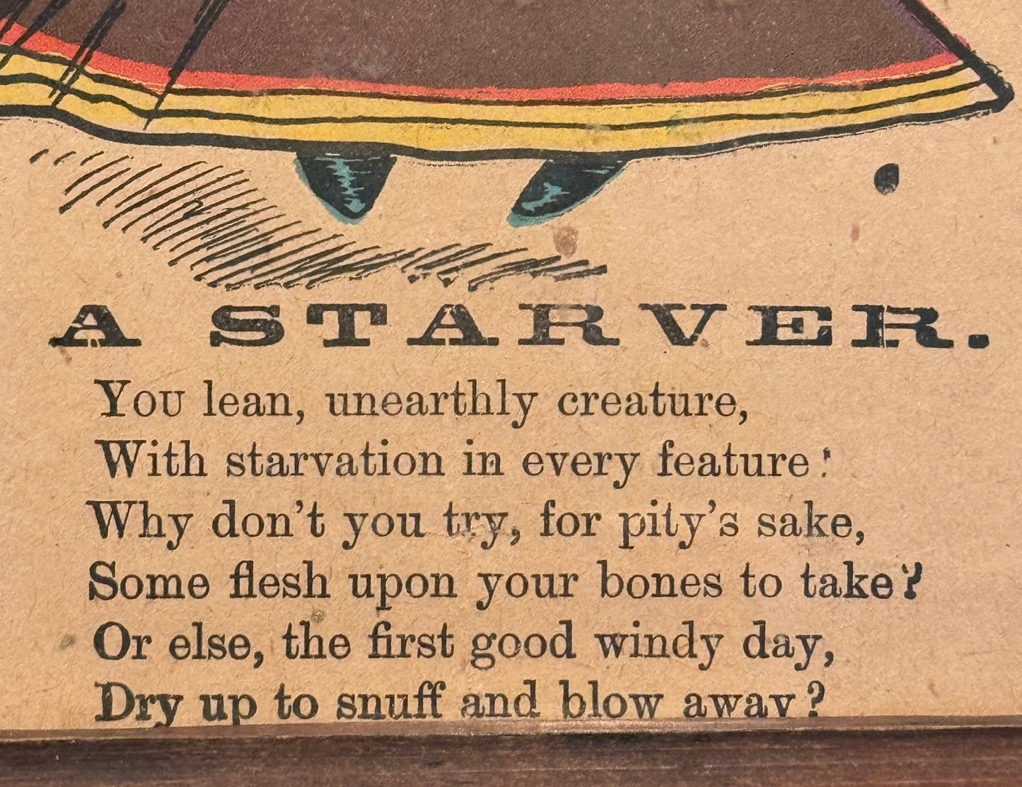 Victorian Lady Framed Colored Print with Poem Amusing