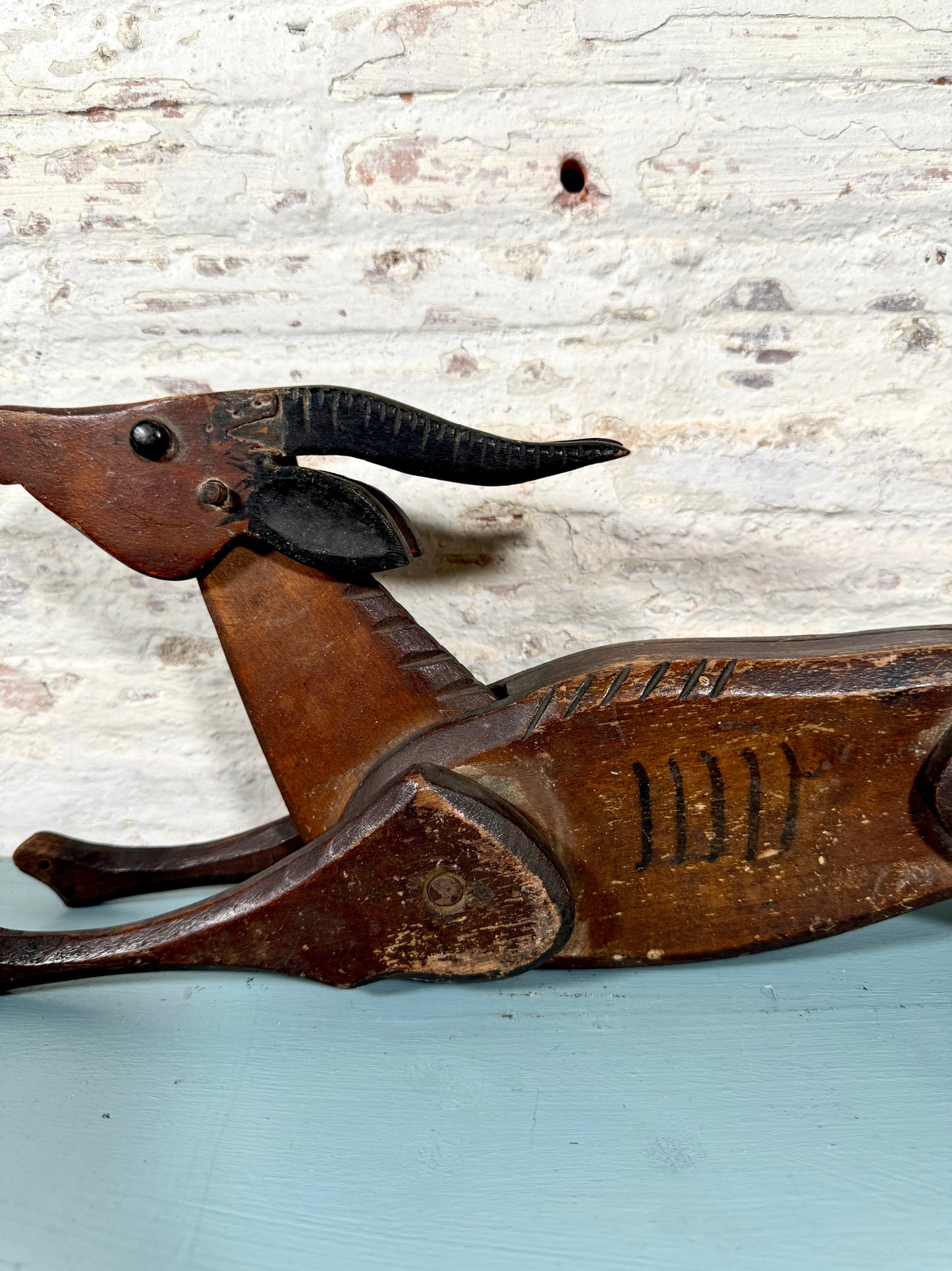 Vintage Wood Articulated Antelope
