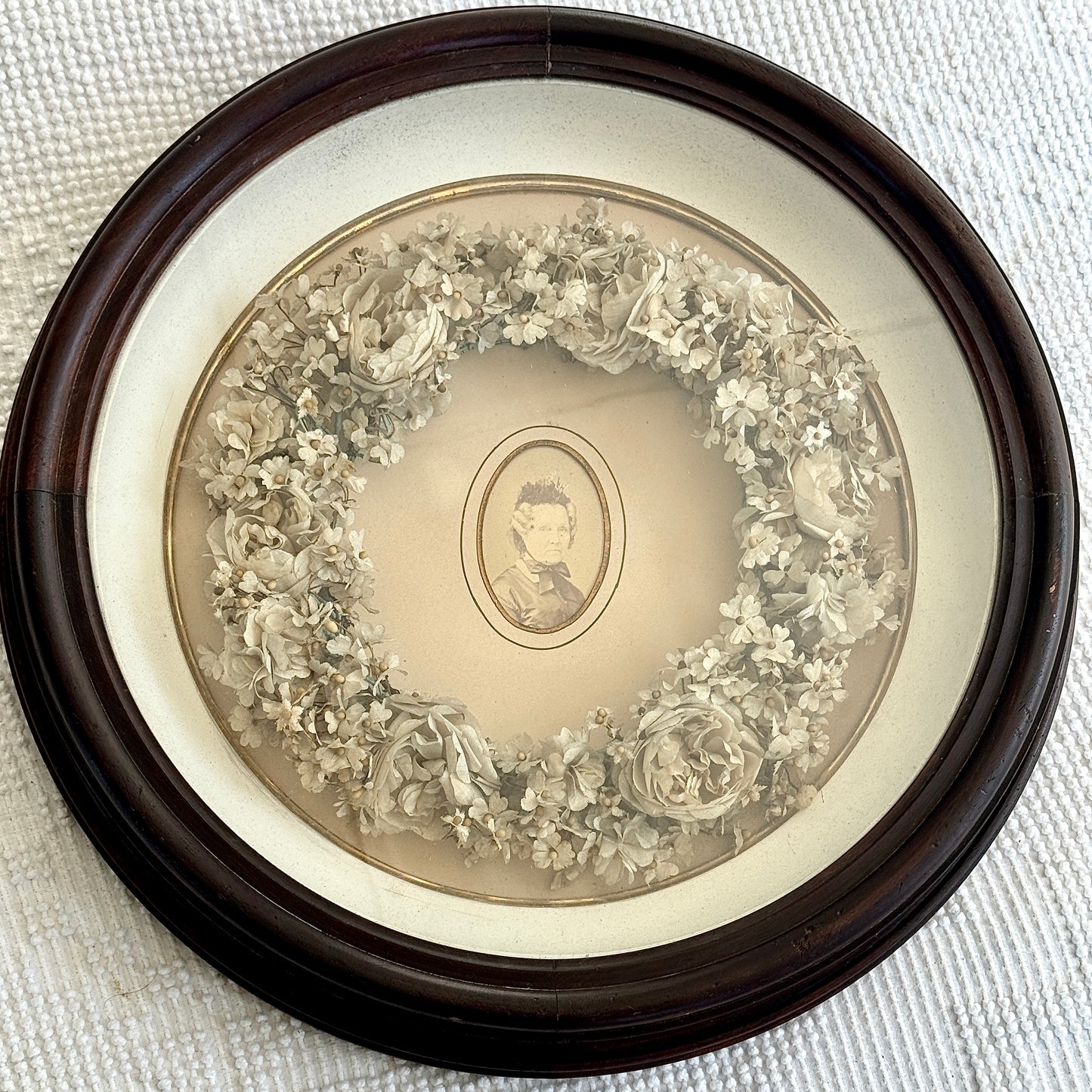 Antique Portrait Memorial Wreath Photograph Mourning