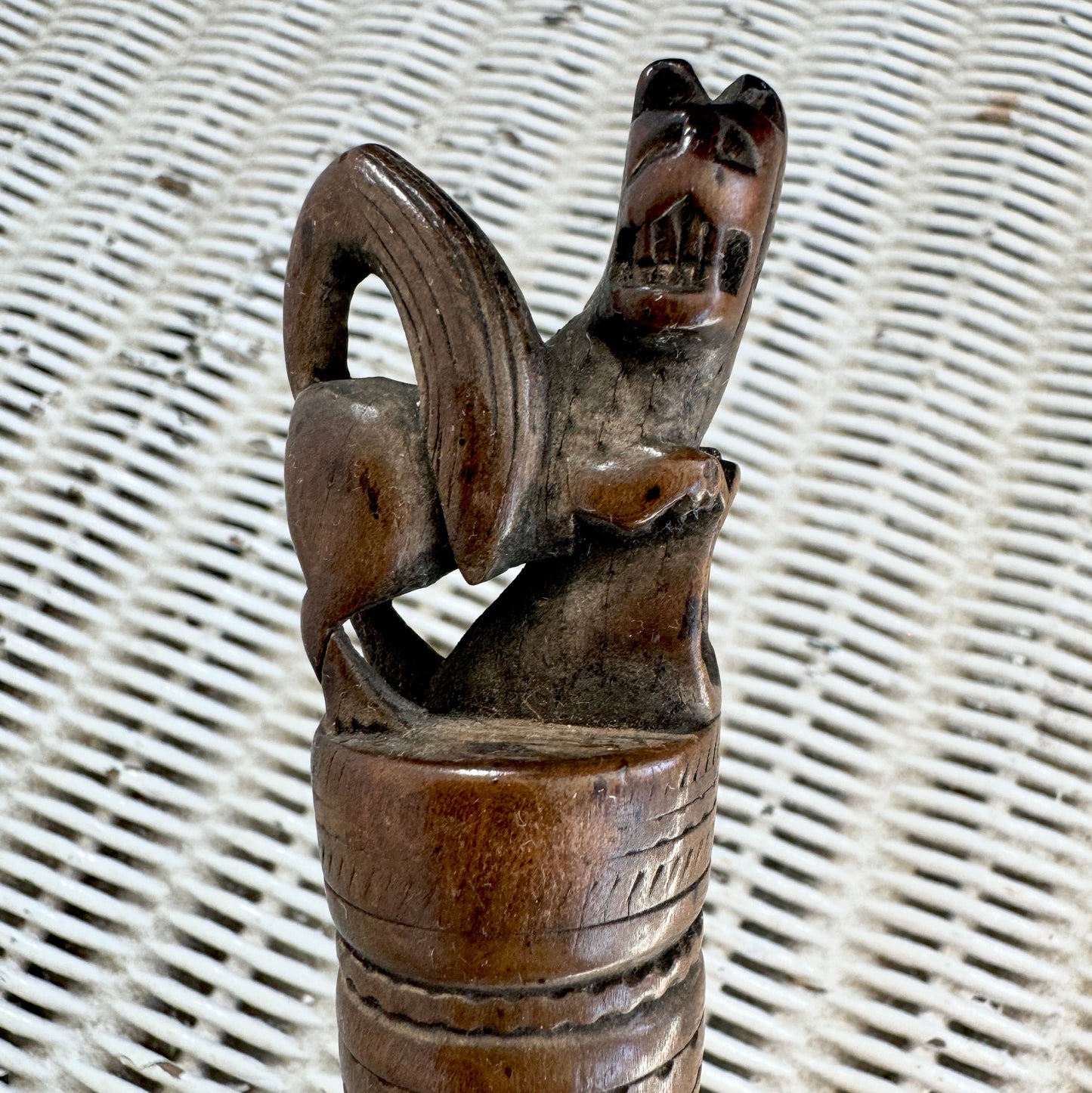 Antique Carved Wood Dog Knife 1887