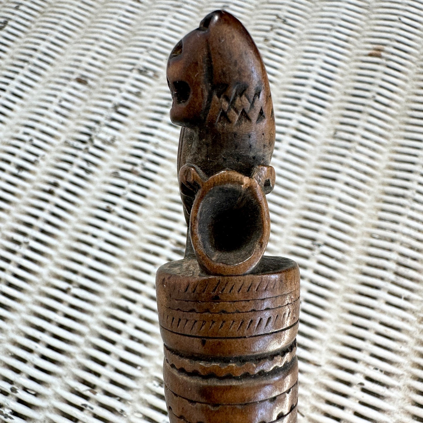 Antique Carved Wood Dog Knife 1887
