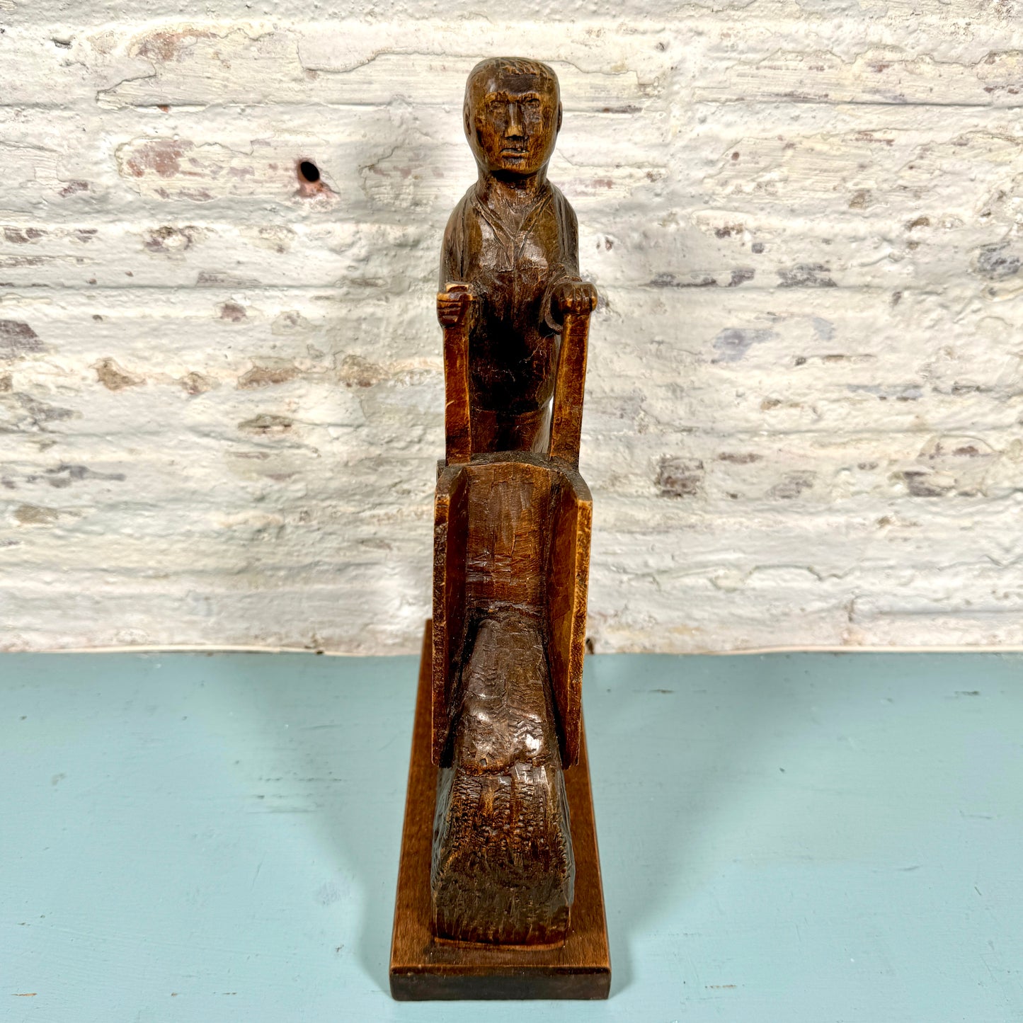 Vintage Wood Carved Working Man Primitive