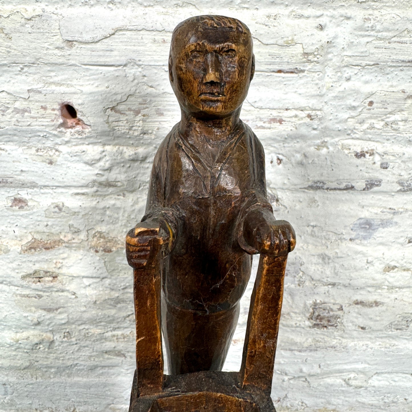 Vintage Wood Carved Working Man Primitive