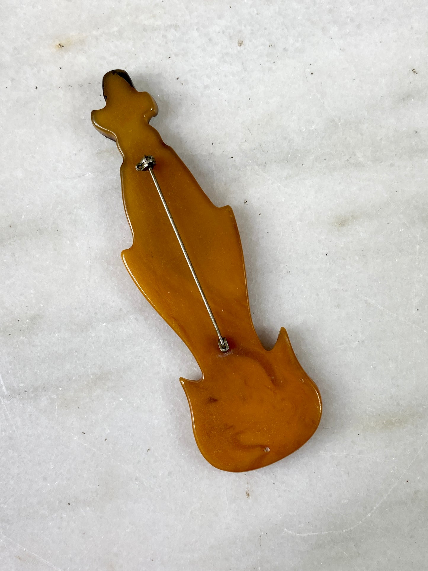 1940s Vintage Butterscotch Bakelite Totem Pole Brooch, Rare