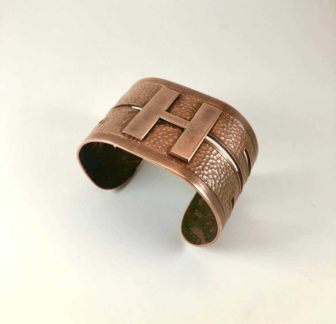 Copper Monogram Cuff Letter "H"