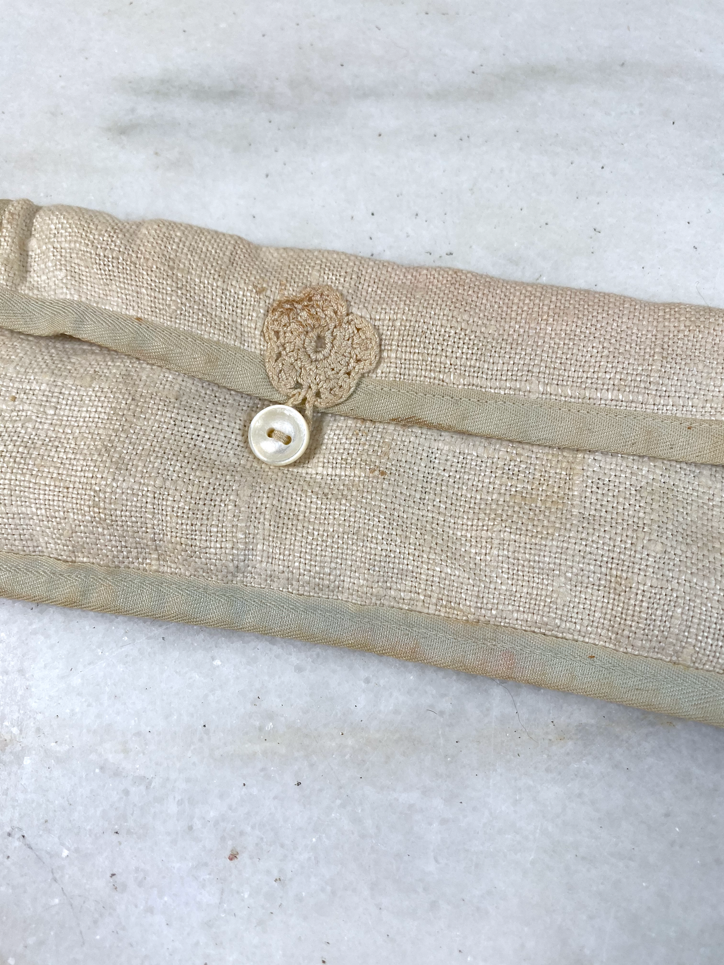 Antique Traveling Coat Hangers with handmade X-Stitched Case
