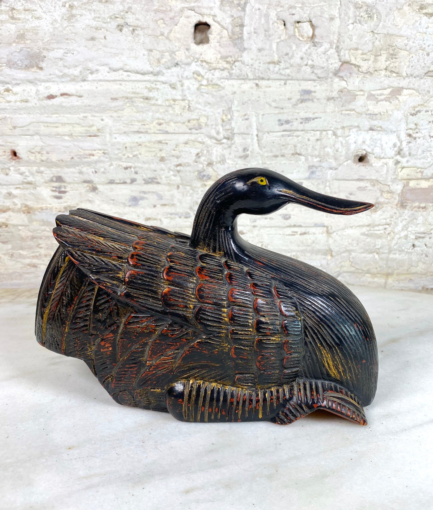 Vintage Hand Carved Wooden Mallard, 20th century