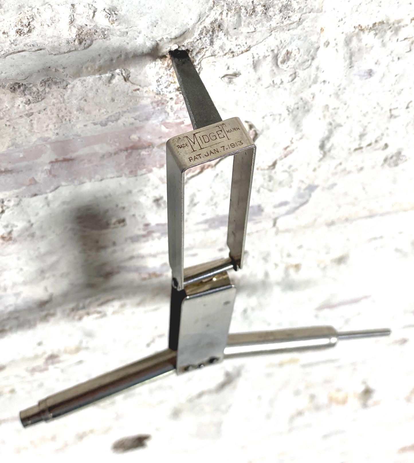 Rare Metal Travel Hanger, "Midget", 1913, telescoping.