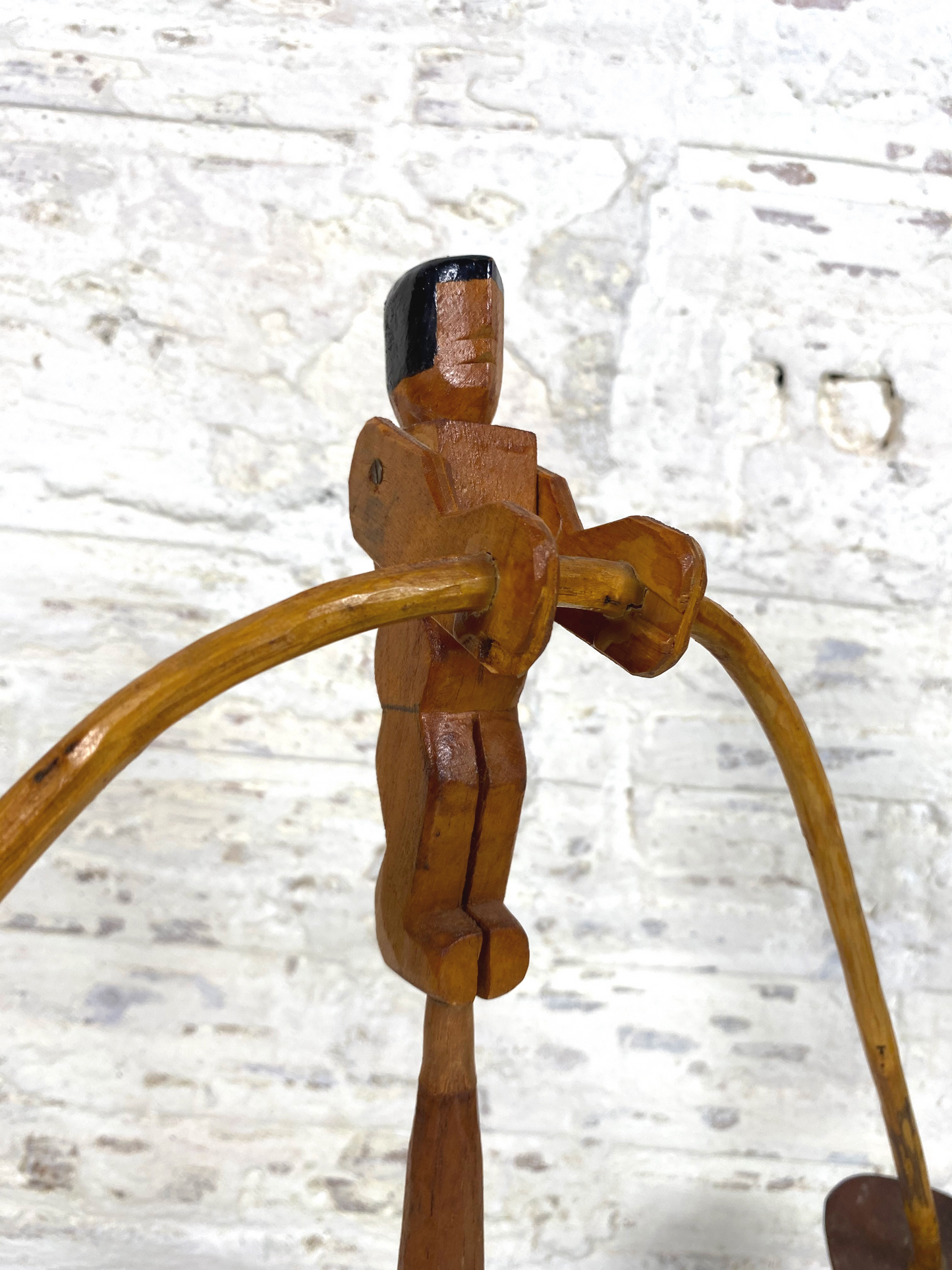 Handmade Wooden Carved Balancing Man Figure Toy, Circa 1930's
