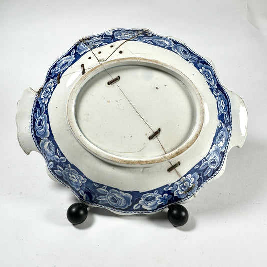 Make Do Plate Mended Blueware Transferware