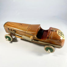 Load image into Gallery viewer, Vintage Handmade Wooden Open Wheeled Racing Car Toy
