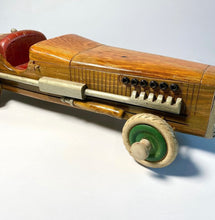 Load image into Gallery viewer, Vintage Handmade Wooden Open Wheeled Racing Car Toy
