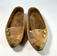 Load image into Gallery viewer, Vintage Wooden Shoes, faded paint and button detailing
