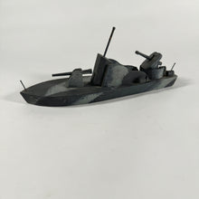 Load image into Gallery viewer, Vintage Wooden WWII Patrol Boat Folk Art Toy
