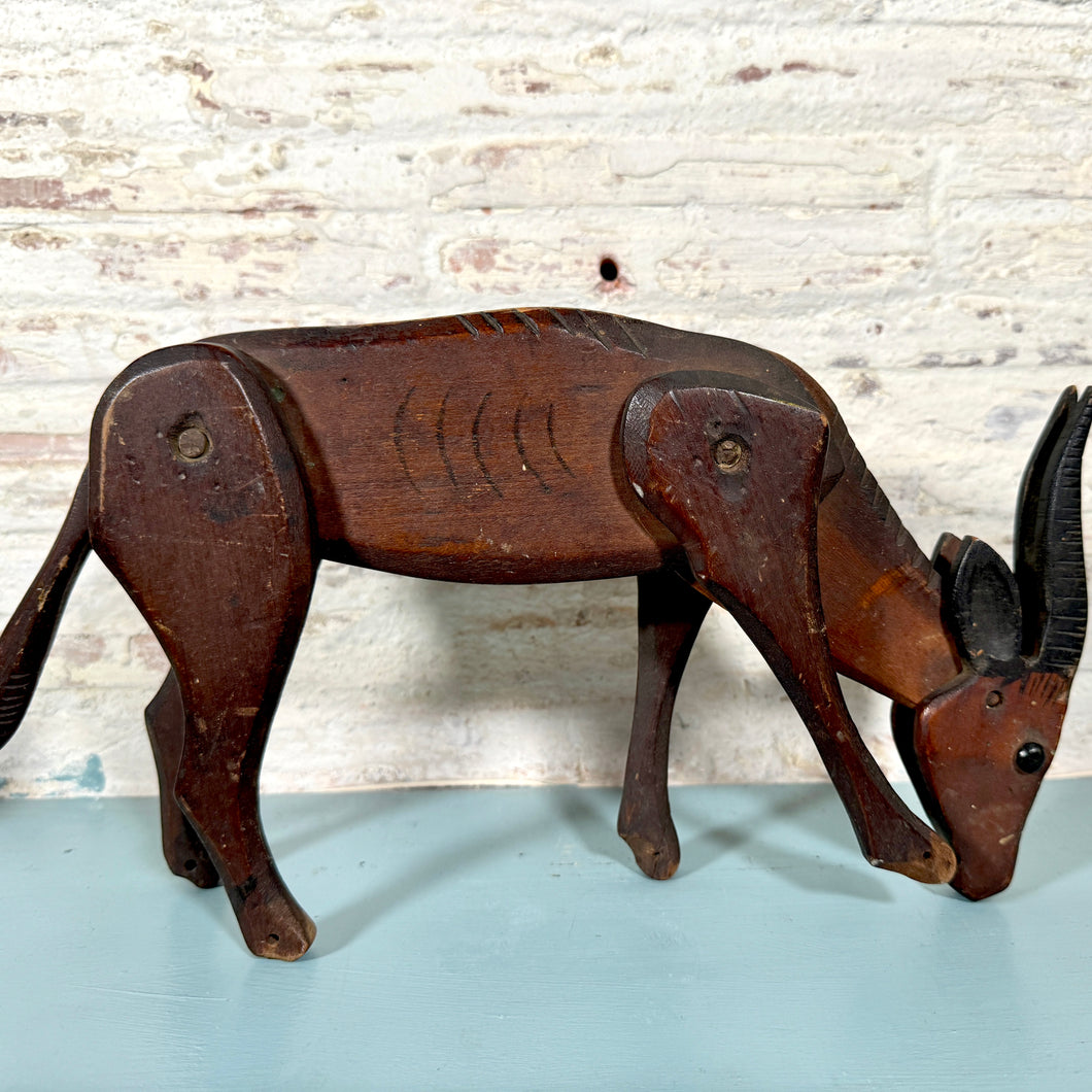 Vintage Wood Articulated Antelope