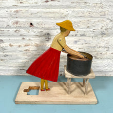 Load image into Gallery viewer, Wood Woman Doing the Washing
