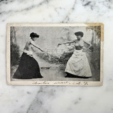 Load image into Gallery viewer, French Carte Postale Two Topless Women Jousting
