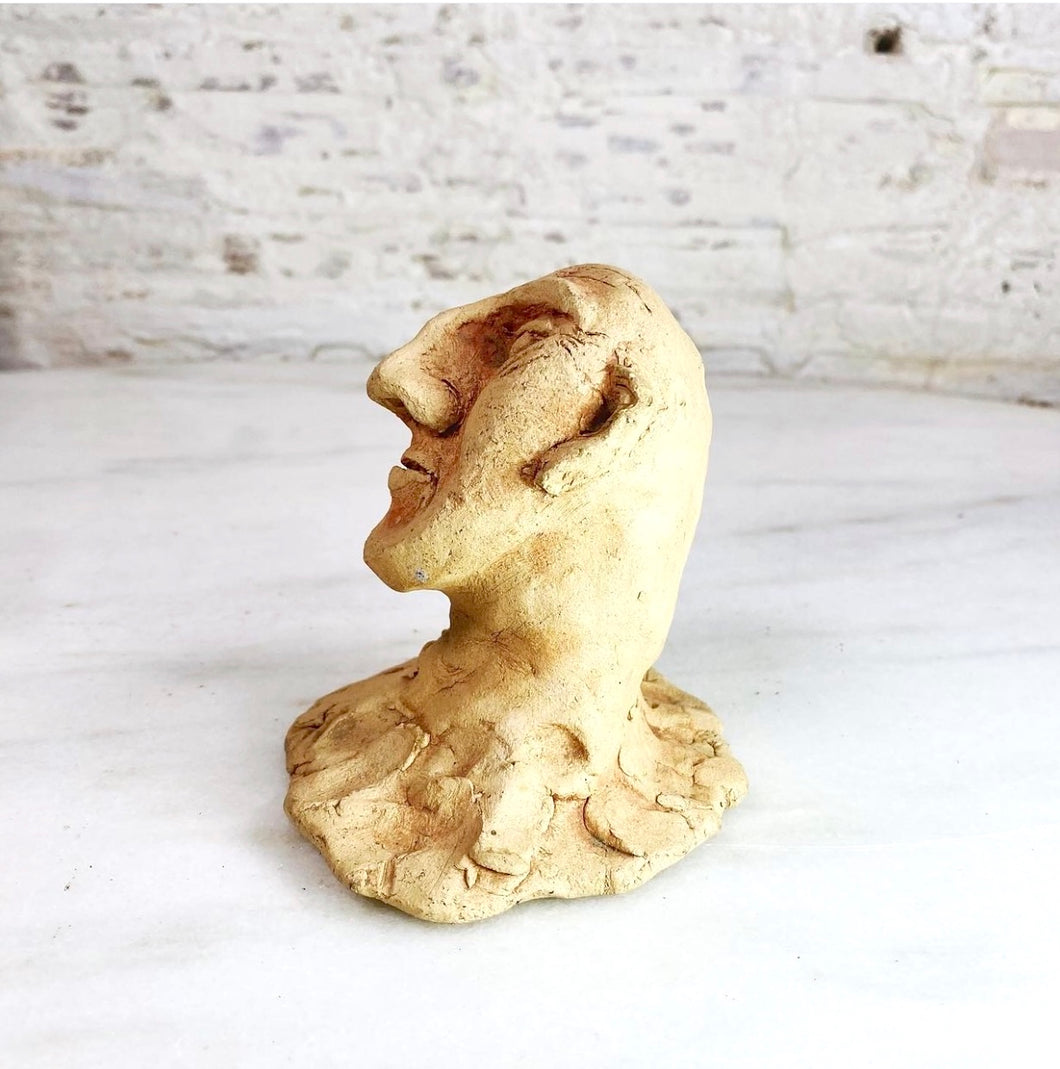 Handmade Sculpted Head with a Fine Nose, Clay