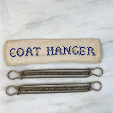 Load image into Gallery viewer, Antique Traveling Coat Hangers with handmade X-Stitched Case
