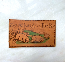 Load image into Gallery viewer, Leather Embossed Postcard, Pig Pen
