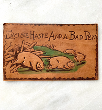 Load image into Gallery viewer, Leather Embossed Postcard, Pig Pen
