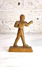 Load image into Gallery viewer, WPA Hand Carved Wood Figural Boxer Statue Folk Art
